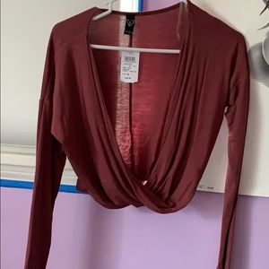 BRAND NEW maroon open front long sleeve